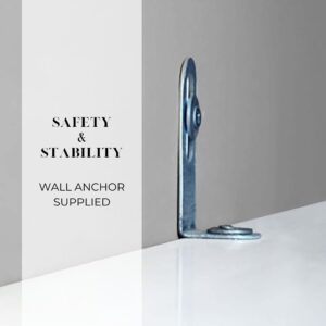 Safety Wall Anchor Included - Close-up of a wall anchor provided for the cabinet, highlighting safety and stability when installed over the toilet.