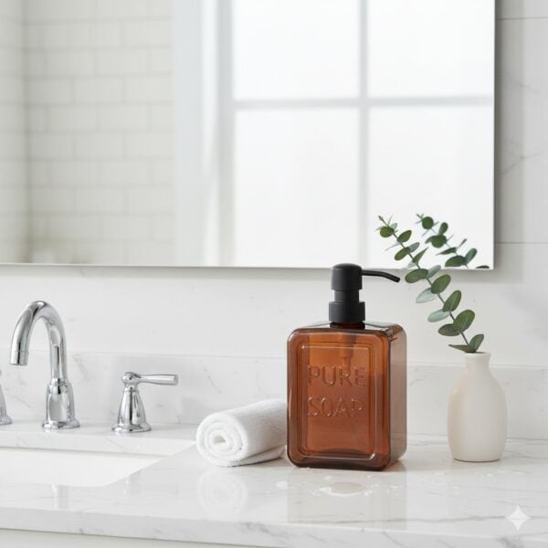 Amber Glass Soap Dispenser PURE SOAP 18 FL OZ