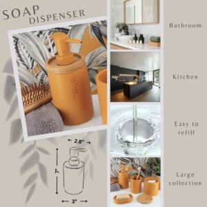 Practical yellow soap dispenser displayed in diverse environments