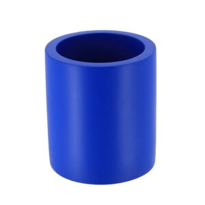 Sleek blue cylindrical toothbrush holder