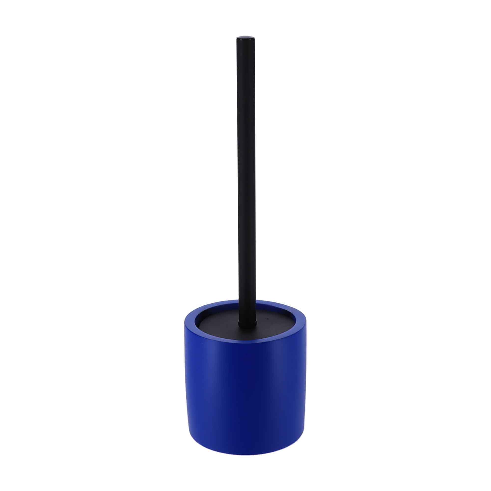 Sleek Blue Toilet Brush: Blue toilet brush with a matching holder.