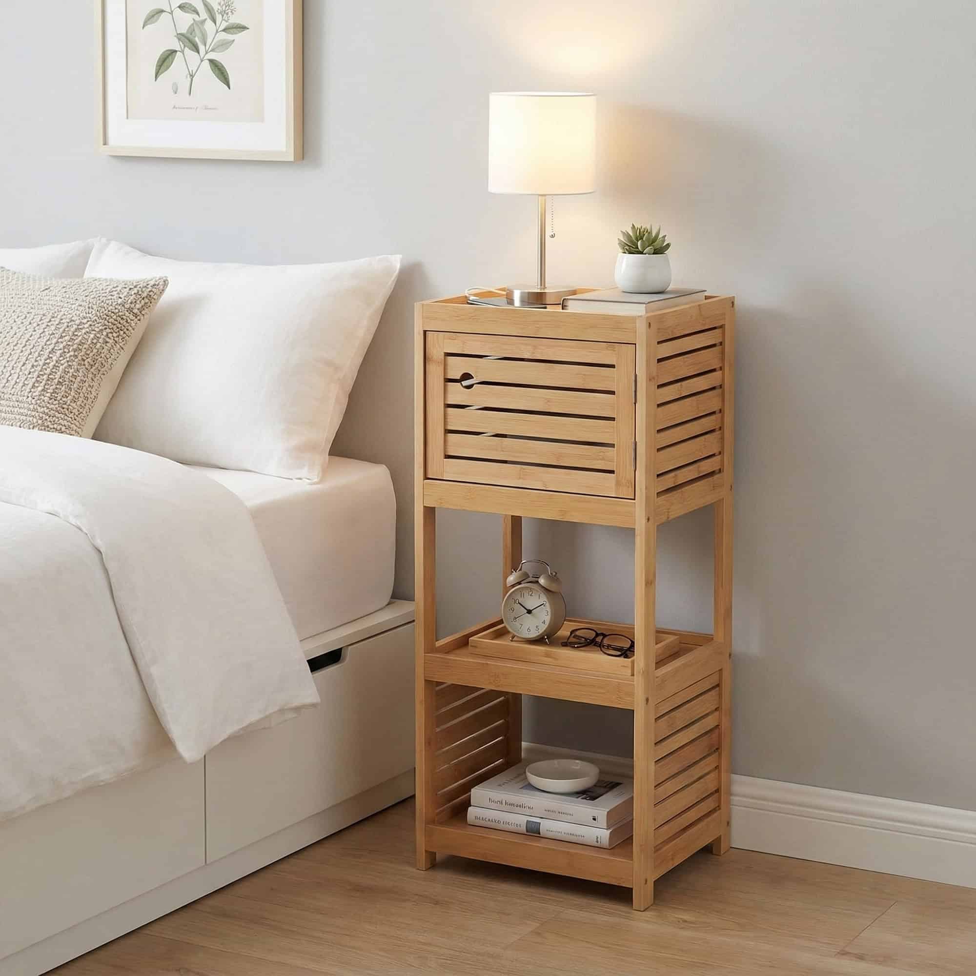 Compact Bamboo Storage Cabinet - Front View