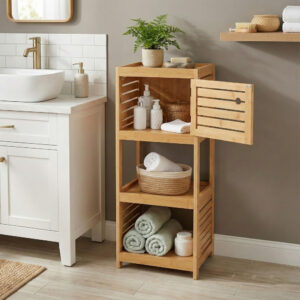 Compact Bamboo Storage Cabinet - Front View