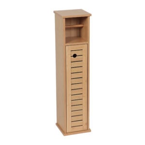 Bamboo Toilet Paper Storage Cabinet with Single Door and Open Shelf