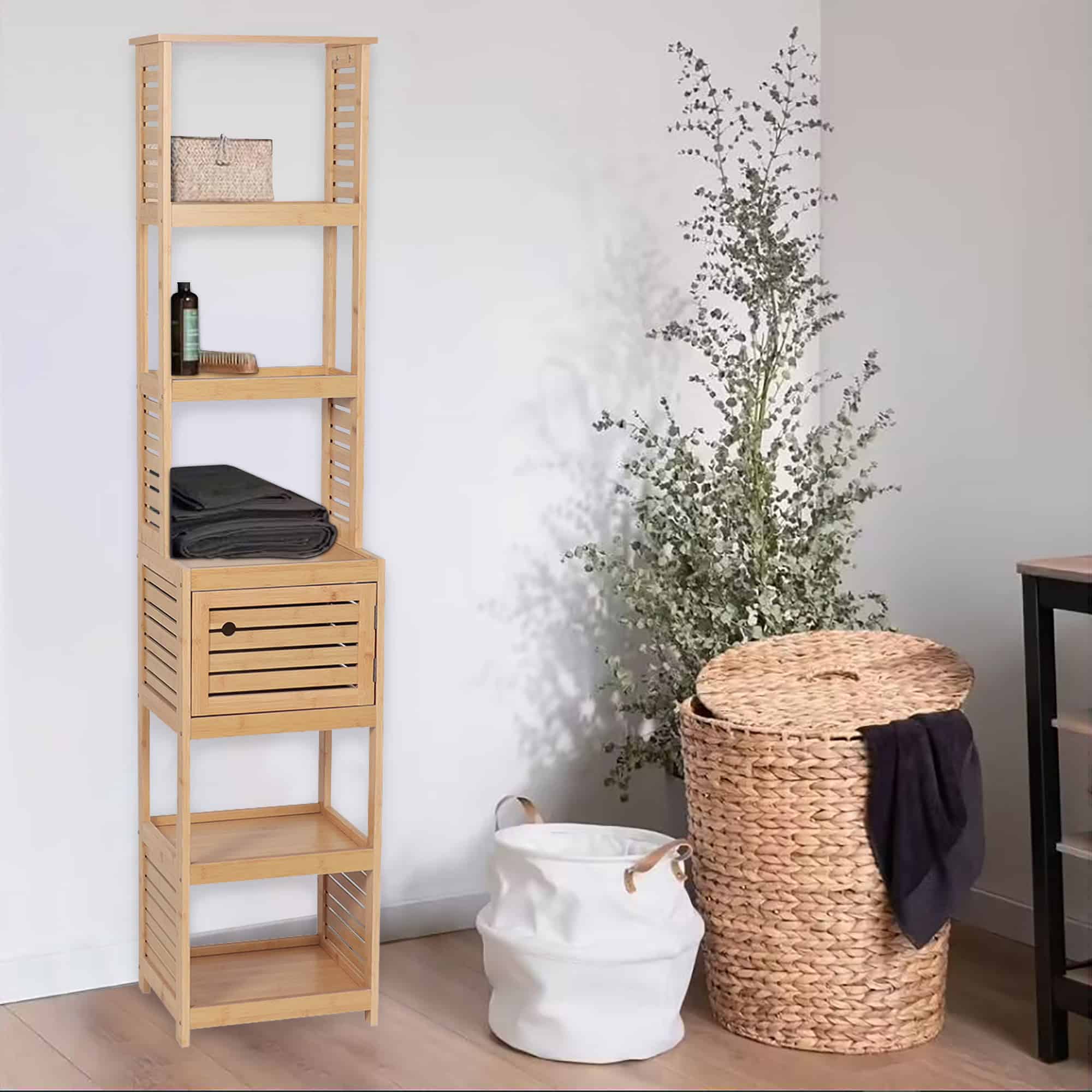 Bamboo Storage Cabinet in a Modern Room Setting