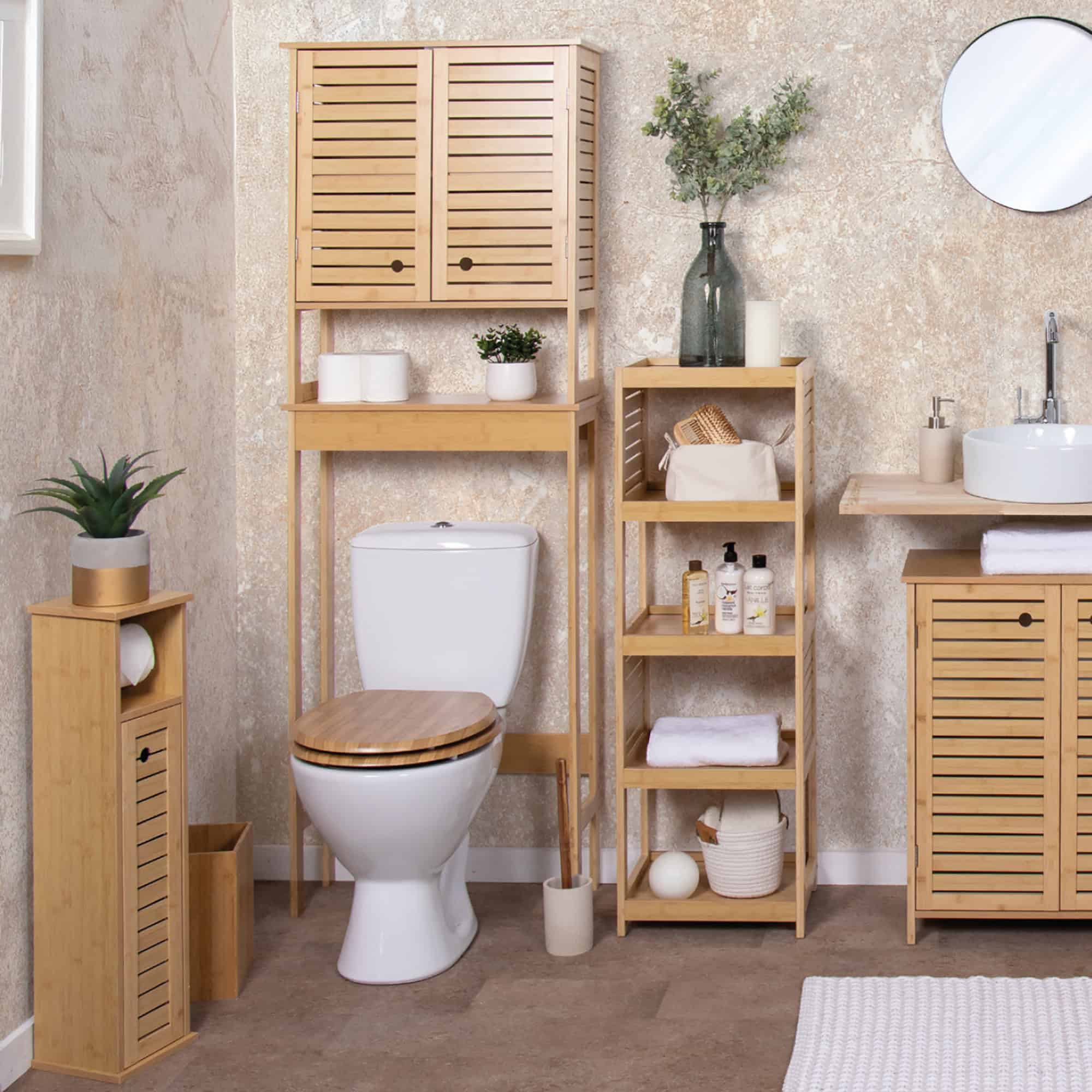 Bamboo Over-The-Toilet Cabinet in a Bathroom Setting