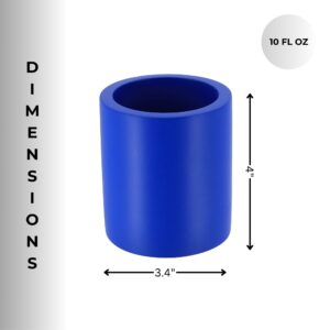 Dimensions of the blue toothbrush holder (3.4" x 4")