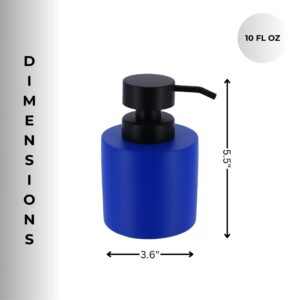 Dimensions of the blue soap dispenser (3.6" x 5.5")