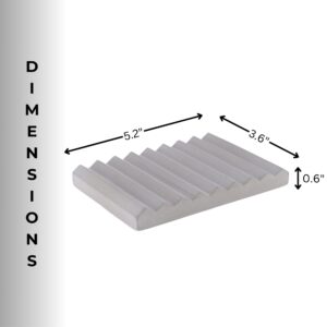 Soap Dish Dimensions: Gray soap dish with dimensions: 5.2" x 3.6" x 0.6".