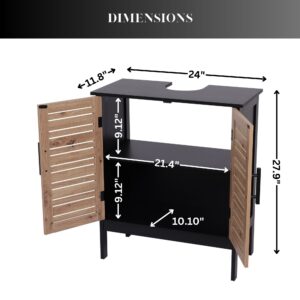 An open cabinet view with labeled dimensions, showing interior storage space and external size measurements.
