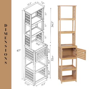 Tall Bamboo Cabinet Dimensions with Detailed View
