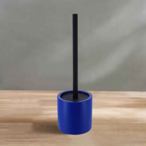 Minimalist Brush Holder: Blue toilet brush holder on a clean surface.