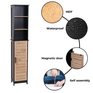 Infographic showcasing the waterproof MDF construction, magnetic door, and self-assembly.
