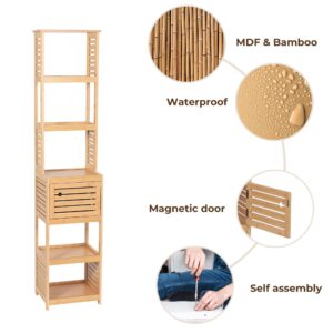Bamboo Cabinet Features - Waterproof, Magnetic Door, Self-Assembly