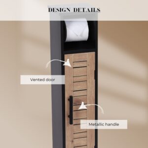 "Close-up of cabinet design details highlighting vented door and black metallic handle"