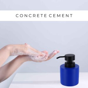 Durable blue concrete soap dispenser with black pump