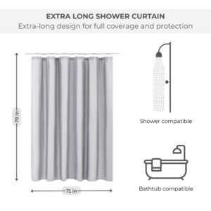 Shower curtain dimensions with icons and size info