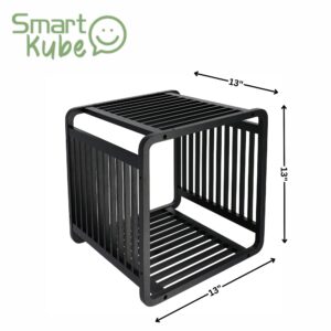 Smart Kube Storage Cube Dimensions – A black bamboo storage cube with labeled dimensions of 13x13x13 inches, demonstrating its compact and modular design.