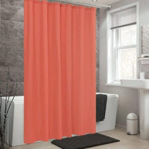 Terracotta shower curtain in a contemporary bathroom