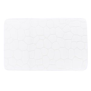 Top view of a rectangular white memory foam mat featuring a 3D pebble pattern texture