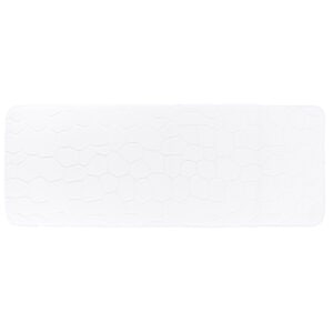 Top view of a rectangular white runner memory foam mat featuring a 3D pebble pattern texture