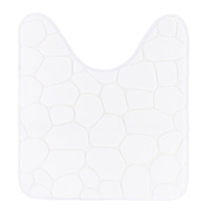 Top view of a U-shaped white contour memory foam mat featuring a 3D pebble pattern texture