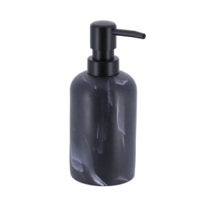 Black marble soap dispenser with black pump front view