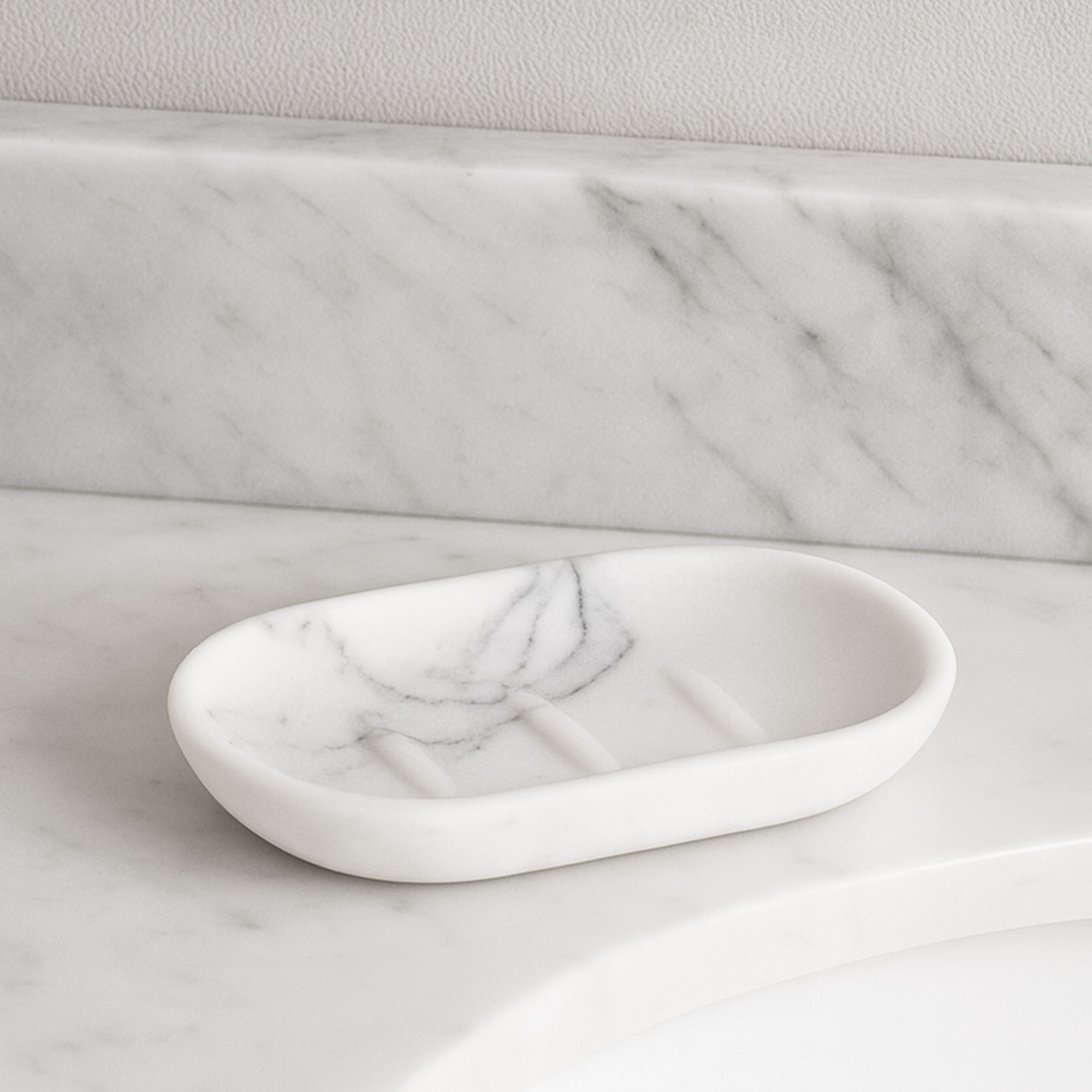 White Marble Resin Hand Soap Dish