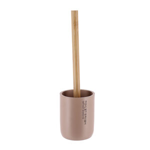 Cappuccino toilet brush with bamboo handle and matching holder cup