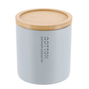 Light blue cotton box with bamboo lid