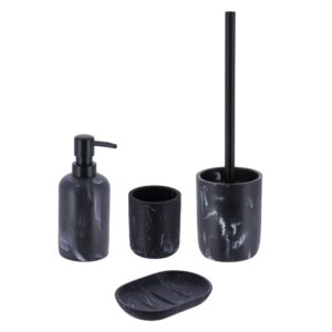 Black marble 4-piece bathroom set front view