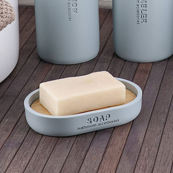 Soap bar holder in light blue with drainage for countertops