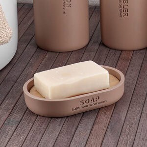 Soap bar holder in cappuccino color with drainage for countertops