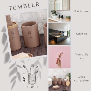 Versatile tumbler cup shown for bathroom kitchen and makeup brush storage