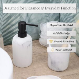 Soap dispenser features and text highlights