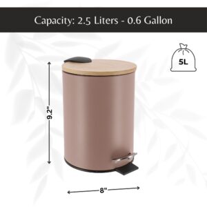 5L pedal bin in cappuccino with soft close lid and inner bucket