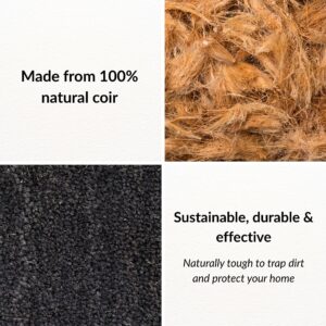 Close-up of natural coir fibers, showing texture and durability of the compass rose doormat material