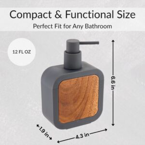 Soap dispenser dimensions: 12 oz capacity, 6.6 x 4.3 inches compact design