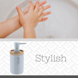Hand washing with light blue soap dispenser for everyday use