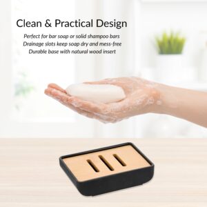 Soap dish in use, drainage slots prevent mess, ideal for solid soaps