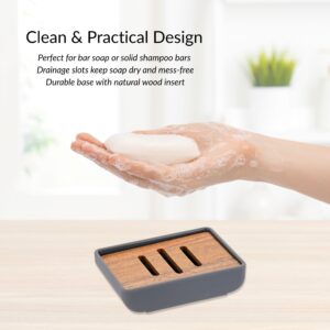 Soap dish in use, drainage slots prevent mess, ideal for solid soaps
