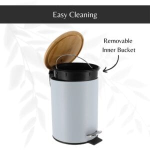 Small waste can with removable inner bucket for quick cleaning