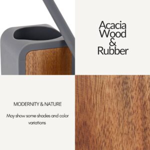Material close-up: durable rubber and acacia wood details
