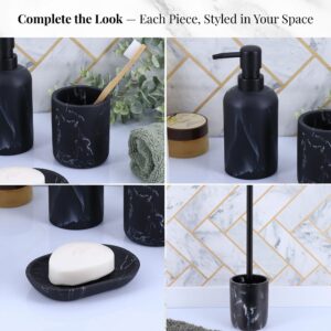 Each accessory styled individually in bathroom setup