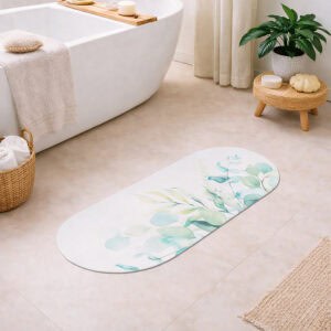 Eucalyptus Mist Runner Bath Mat 40x18 – Ultra Absorbent Quick Dry Rug with Anti-Slip Rubber Backing