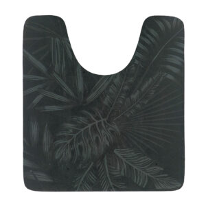 U-shaped contour mat with deep green tropical leaf design, shown flat to display dark botanical look