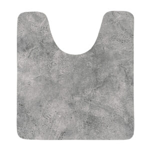 Flat contour mat with minimalist gray stone texture and U-shape cutout, ideal for clean modern spaces