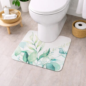 Eucalyptus Mist Contour Bath Mat 20x18 – Ultra Absorbent Quick Dry Rug with Anti-Slip Rubber Backing