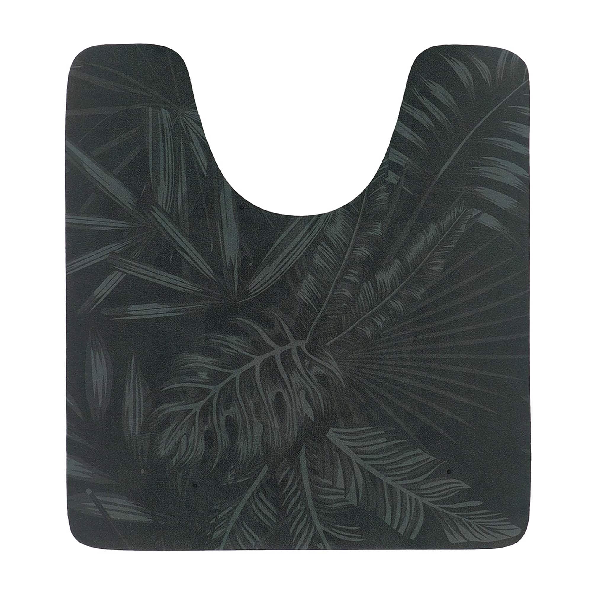 Tropical Night contour bath mat 20x18 lifestyle view by toilet — Evideco