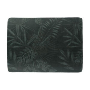 Tropical Night bath mat top view, dark green foliage pattern, 24x18 inches